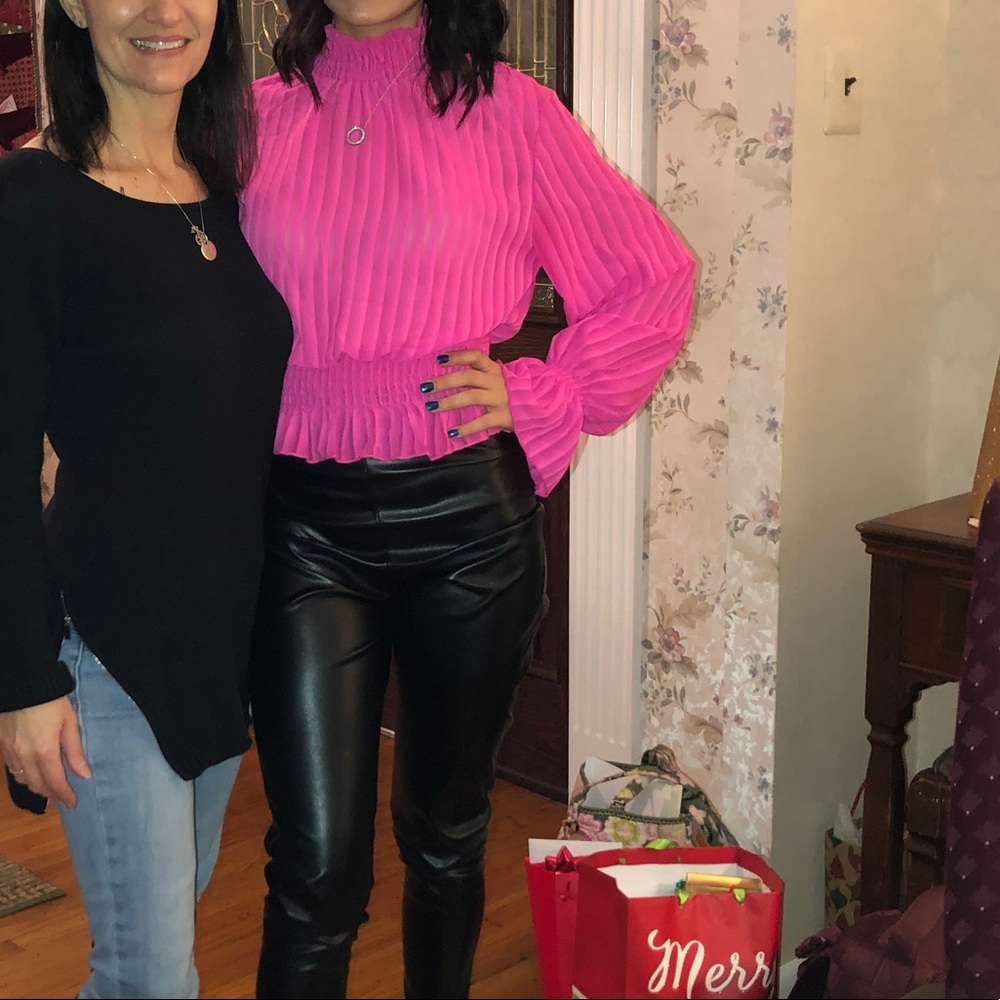 Neon pink blouse